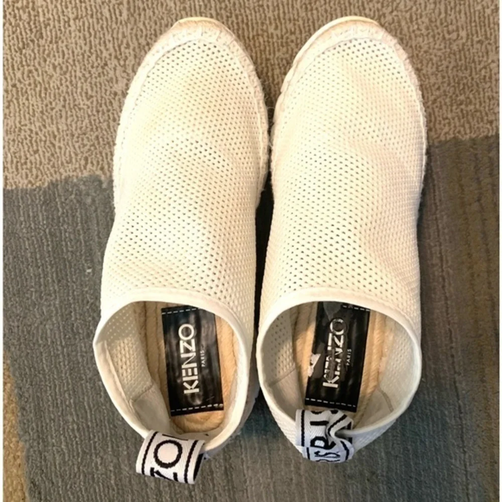 KENZO K-lastic Espadrilles Sneakers Platform Mesh Of White Ivory Size 37   5.5